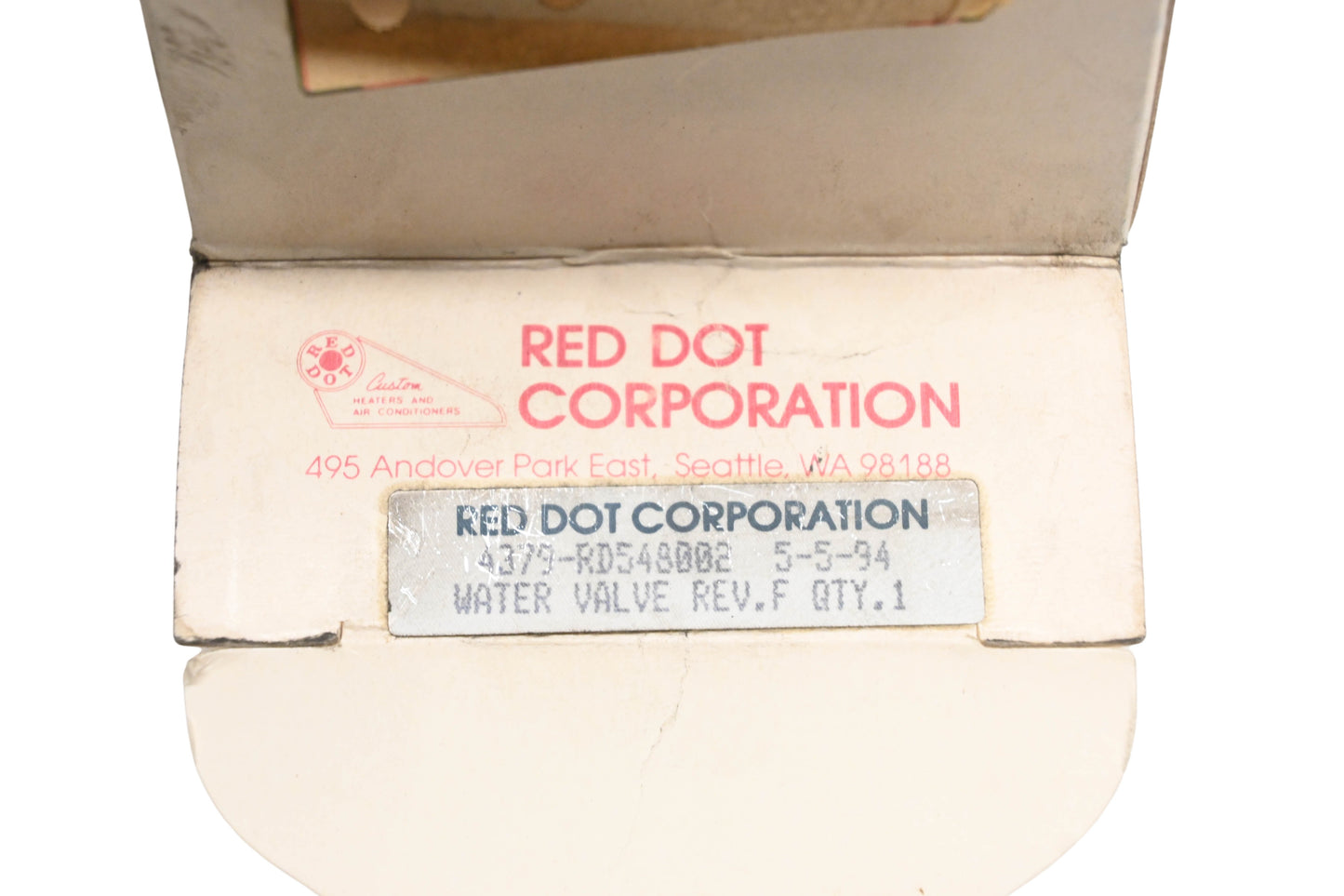 Mack 4379-RD548002, RD-5-4800-2 Red Dot Water Valve NOS