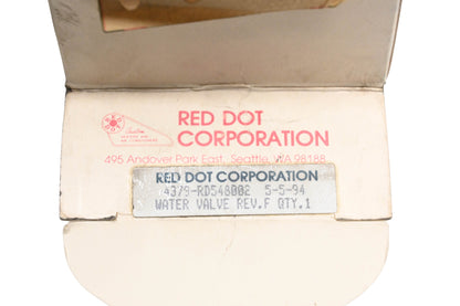 Mack 4379-RD548002, RD-5-4800-2 Red Dot Water Valve NOS