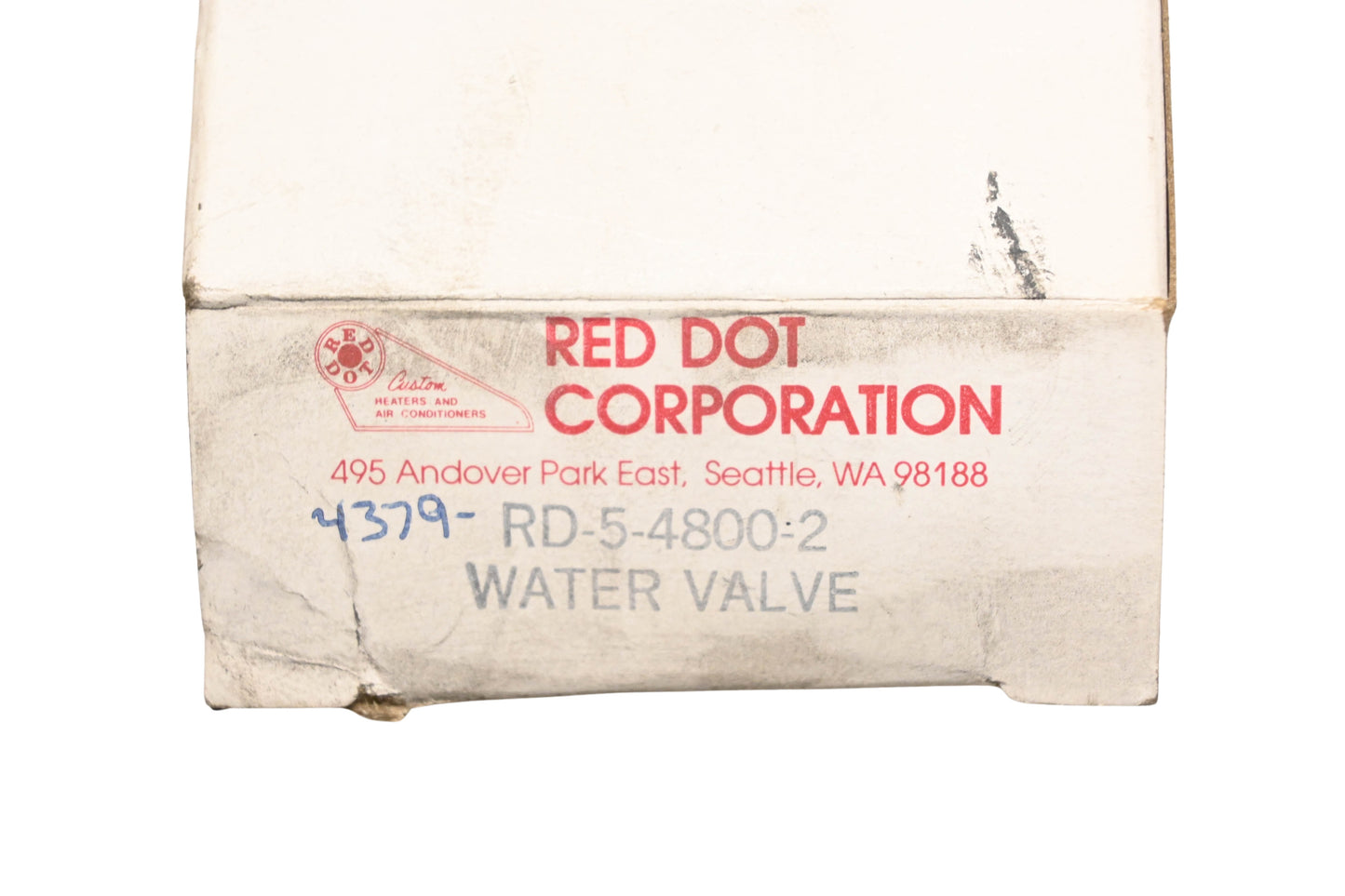Mack 4379-RD548002, RD-5-4800-2 Red Dot Water Valve NOS