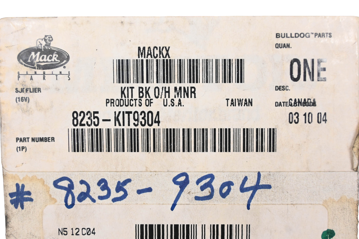 Mack 8235-KIT9304, E-3468, K272 Meritor Camshaft Repair Kit NOS