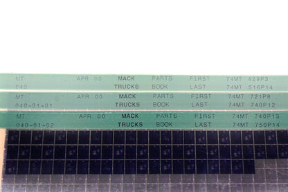 Mack MT040, MT040-01-01, MT040-01-02 74MT429P3 - 74MT750P14 Parts Microfiche Lot of 3 NOS