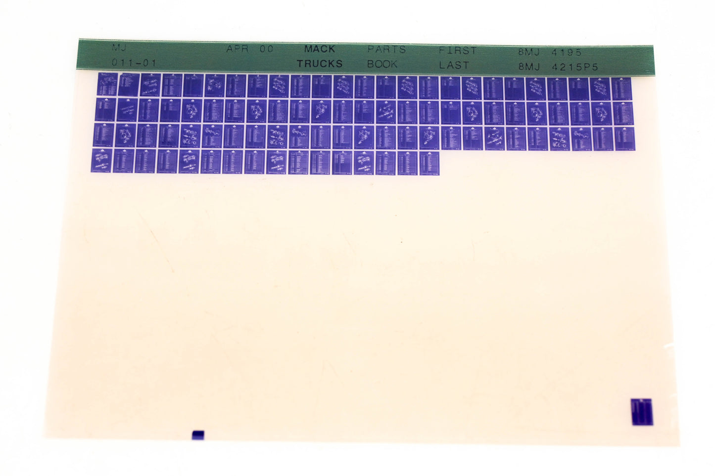 Mack MJ011-01 8MJ4195 - 8MJ4215P5 Parts Microfiche NOS