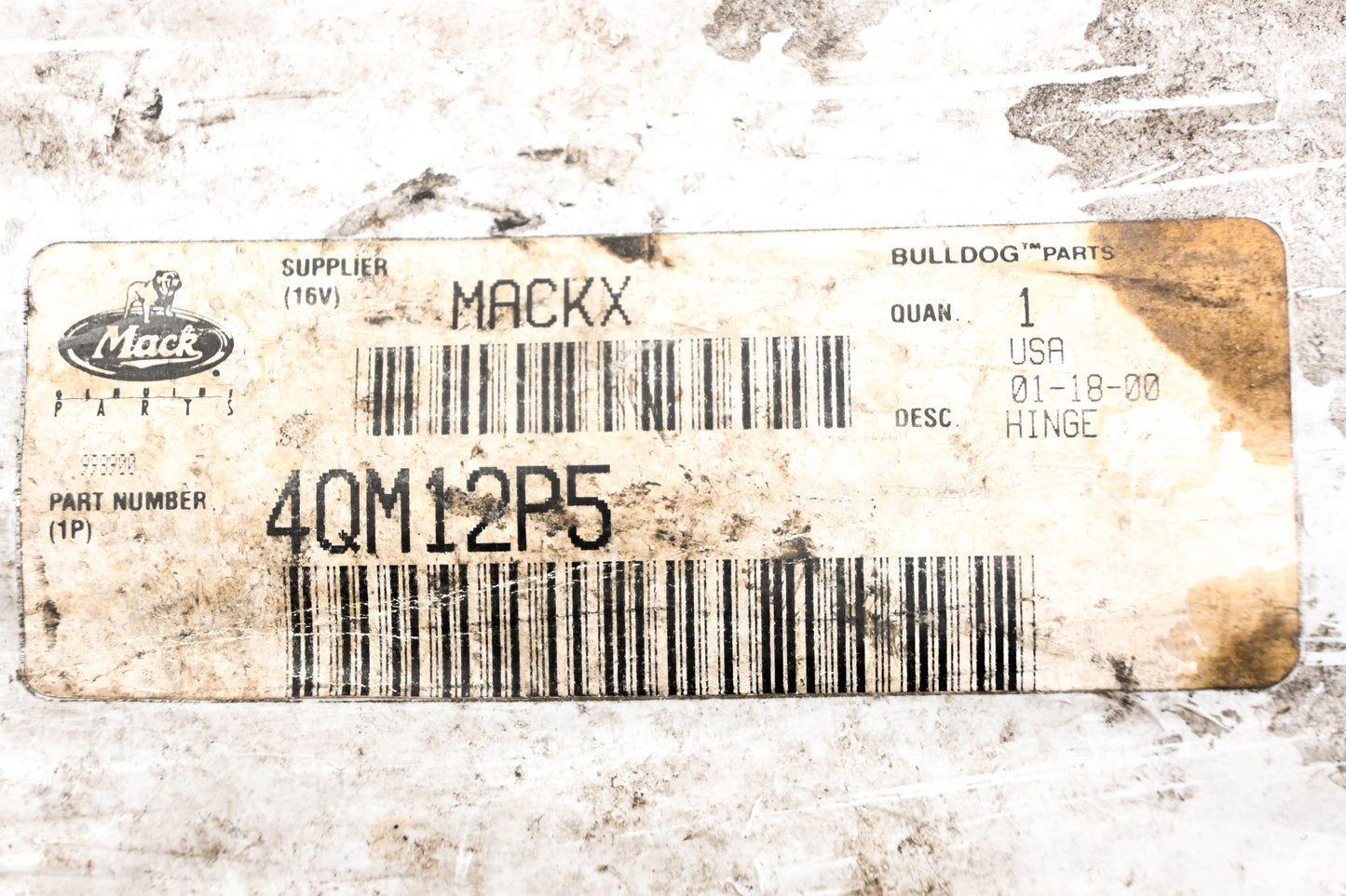 Mack 4QM12P5 Hood Hinge Trim NOS