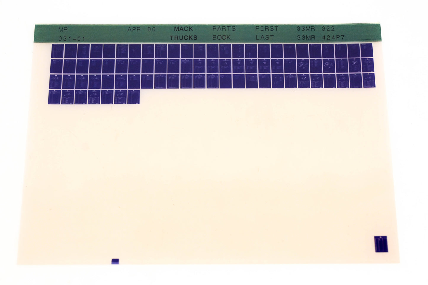 Mack MR031-01 33MR322 - 33MR424P7 Parts Microfiche NOS
