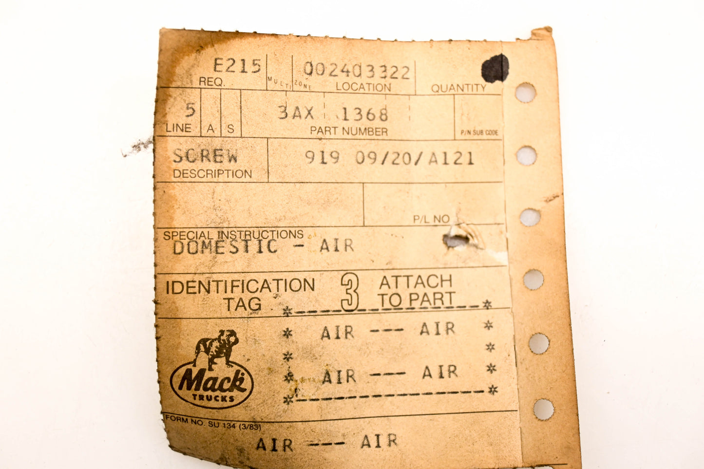 Mack 3AX1368 Screw NOS