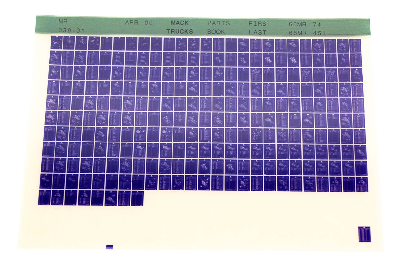 Mack MR039-01 66MR74 - 66MR451 Parts Microfiche NOS