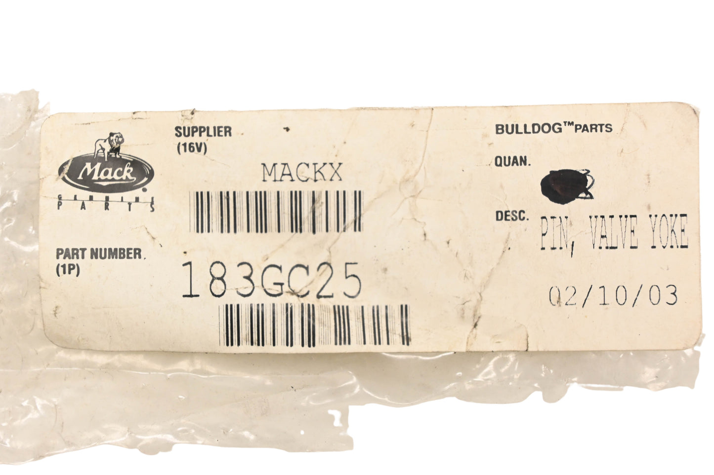Mack 183GC25 Valve Yoke Pin NOS