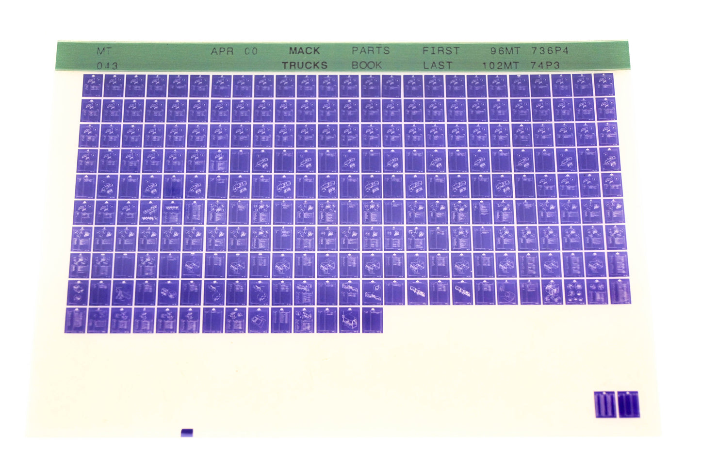 Mack MT013 96MT736P4 - 102T74P3 Parts Microfiche NOS