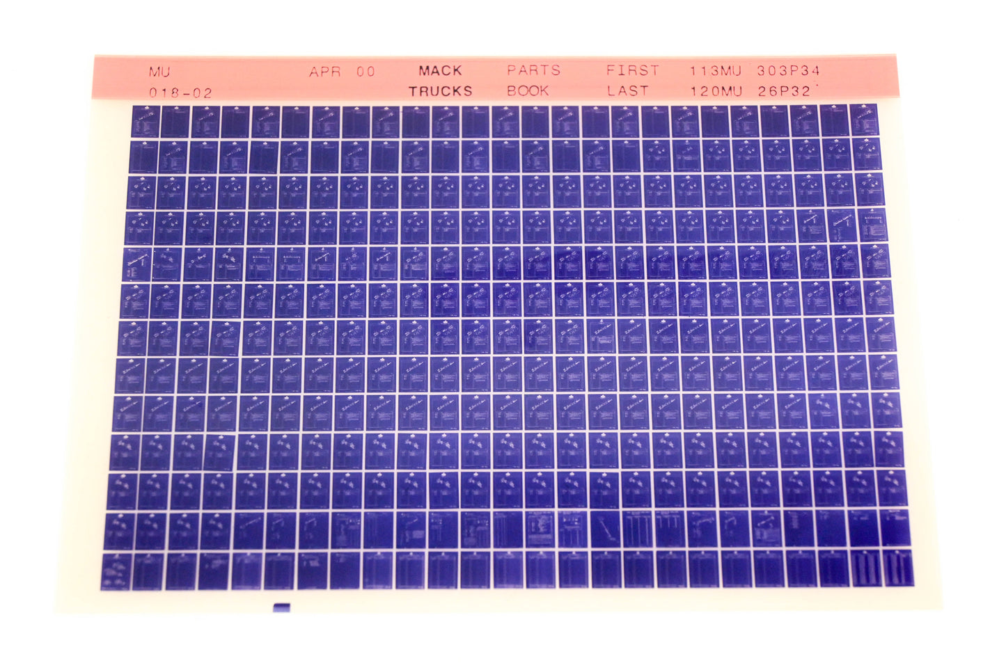 Mack MU018-02 113MU-303P34 - 120MU26P32 Parts Microfiche NOS