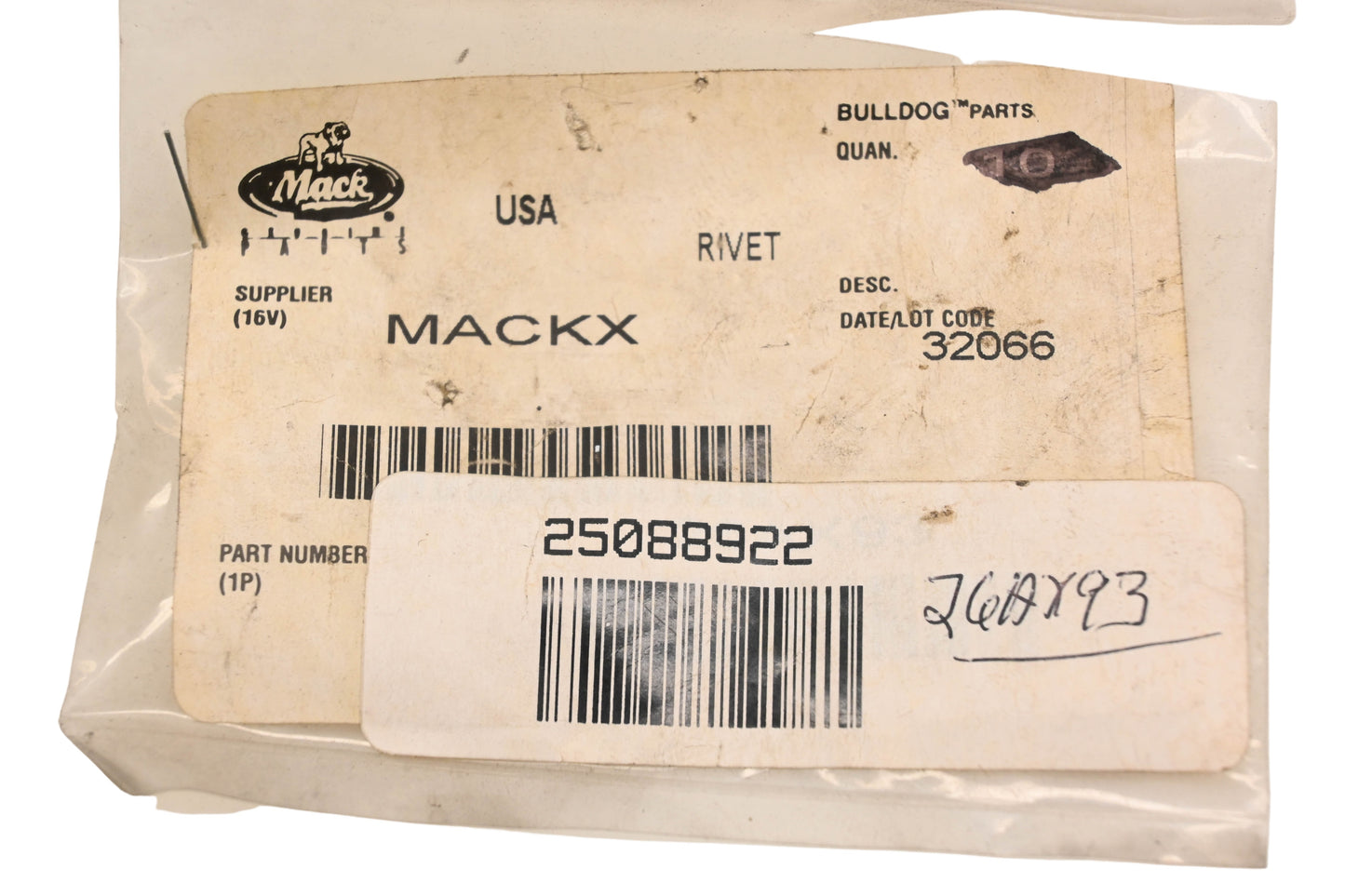 Mack 25088922, 26AX93 Rivet NOS