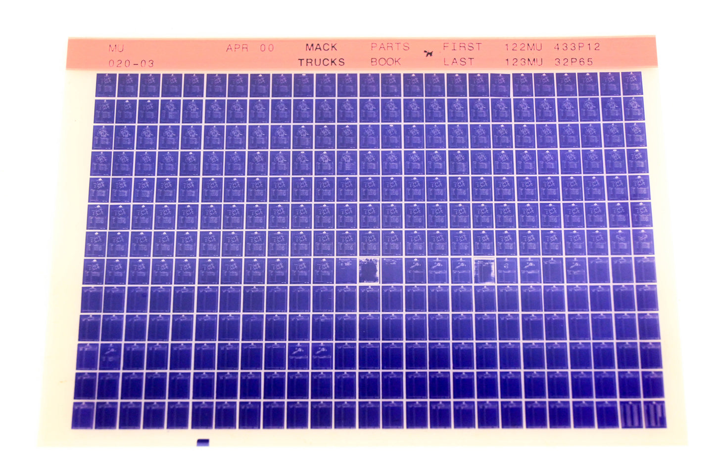 Mack MU020-03 122MU433P12 - 123MU32P65 Parts Microfiche NOS