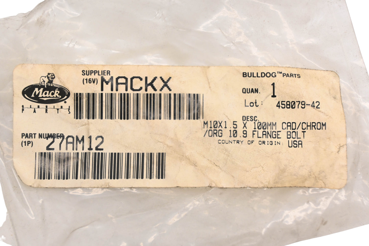 Mack 27AM12 Flange Bolt NOS