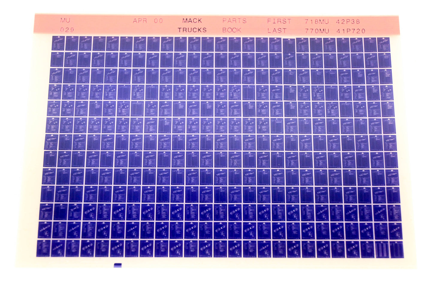 Mack MU029 718MU42P38 - 770MU41P720 Parts Microfiche NOS