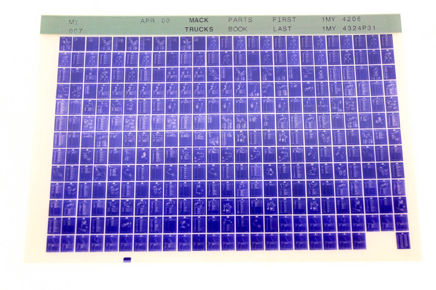 Mack MY007 1MY4206 - 1MY4324P31 Parts Microfiche NOS