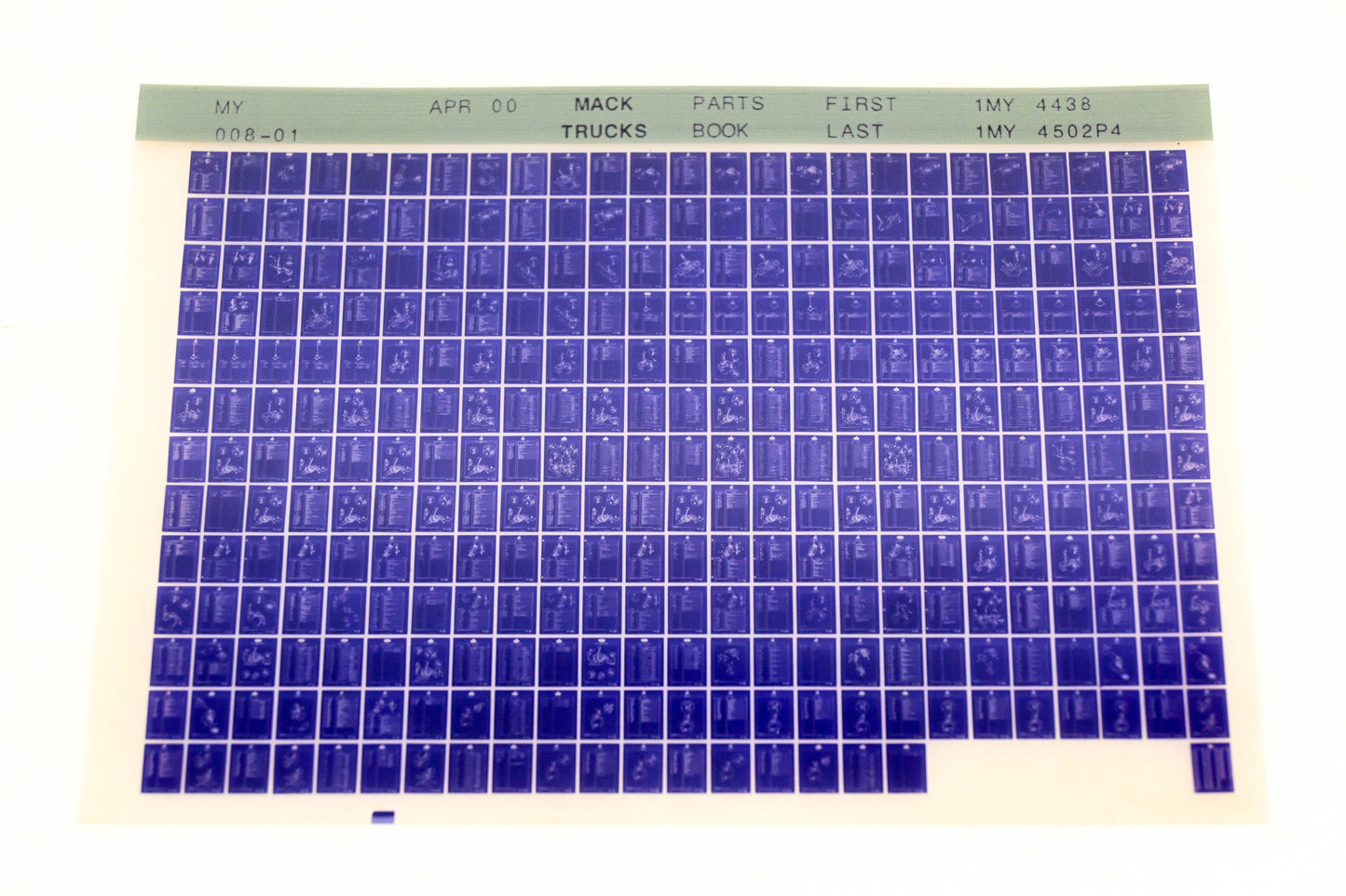 Mack MY008-01 1MY4438 - 1MY4502P4 Parts Microfiche NOS