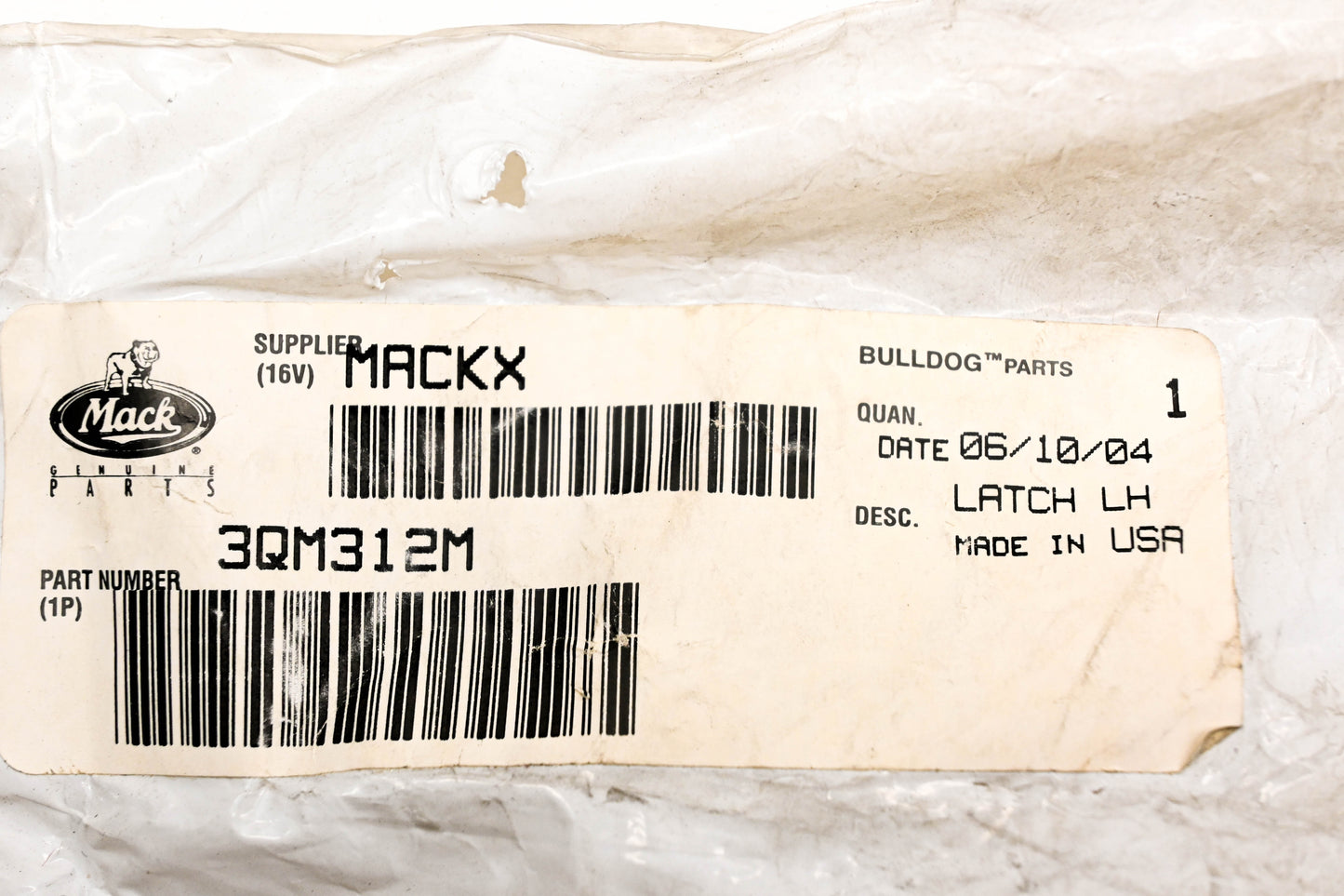 Mack 3QM312M Lefthand Hood Latch NOS