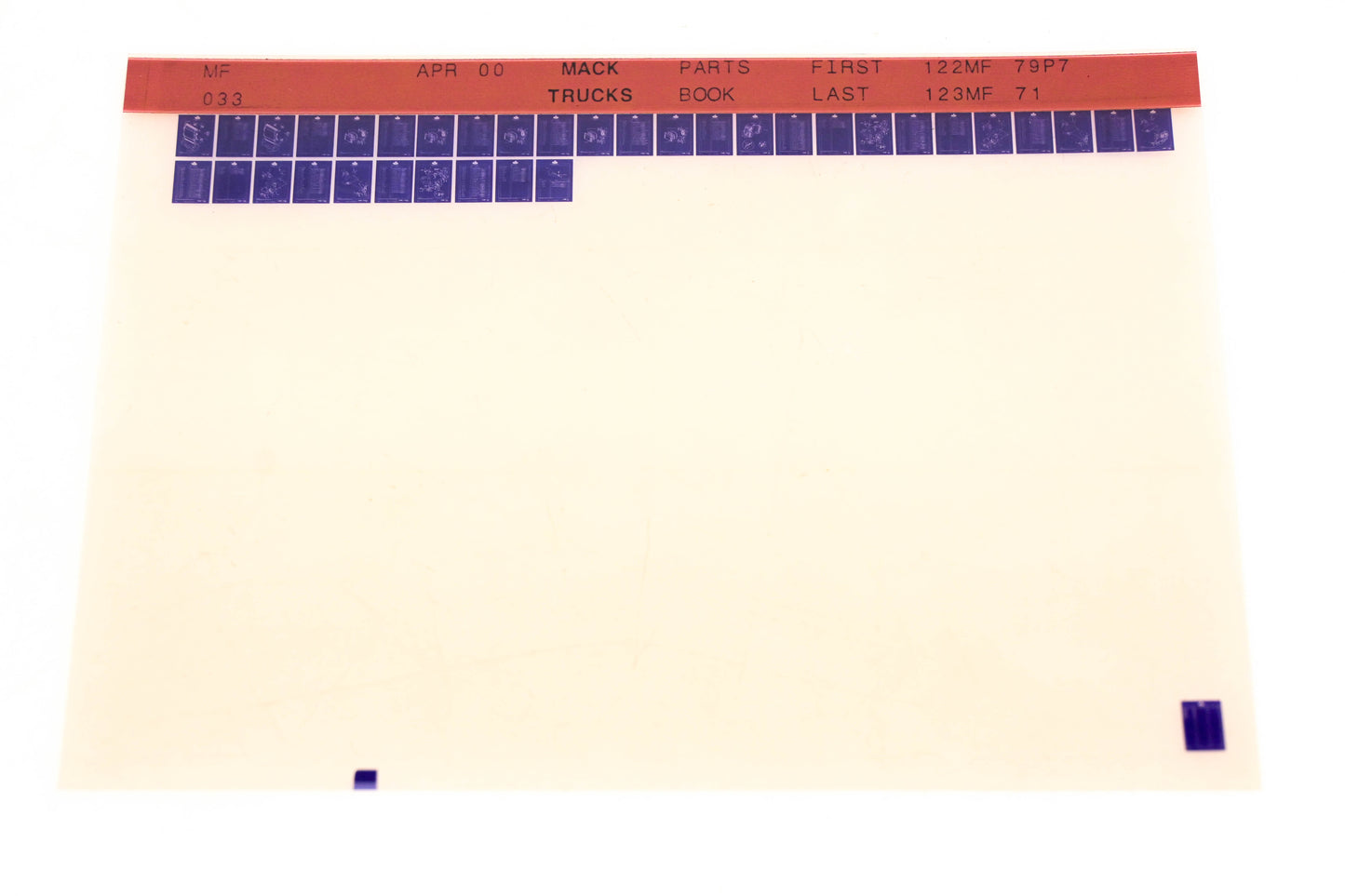 Mack MF033 122MF79P7 -123MF71 Parts Microfiche NOS