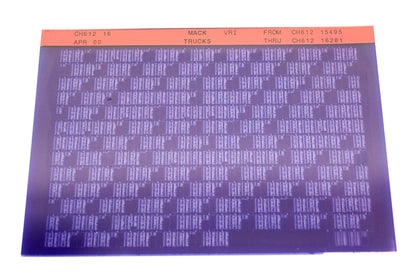 Mack CH612 16, CH612-16 CH61215495 -CH61216281 VRI Microfiche NOS