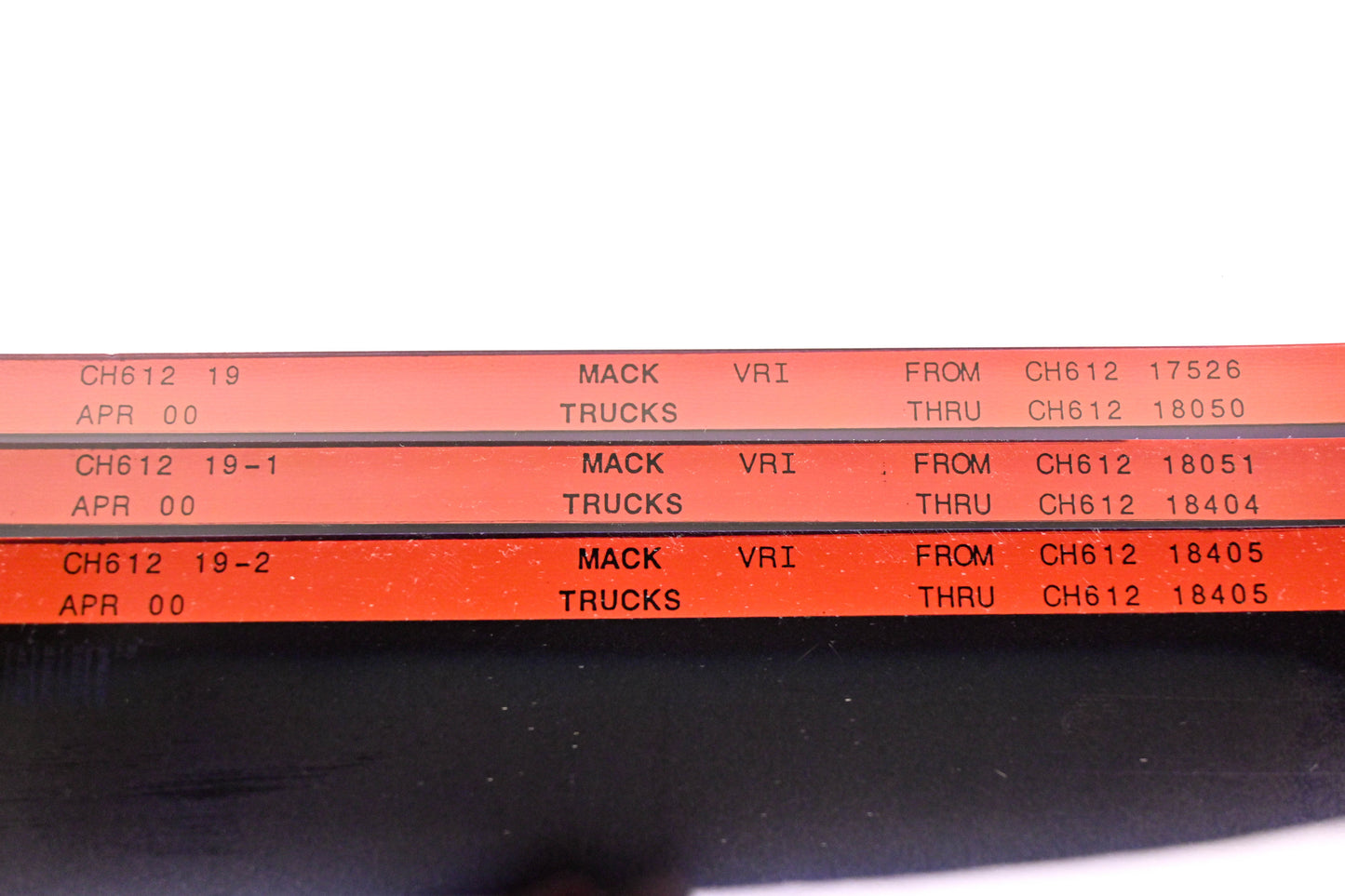 Mack CH612 19, CH612 19-1, CH612 19-2 CH61217526 -CH61218405 VRI Microfiche Lot of 3 NOS