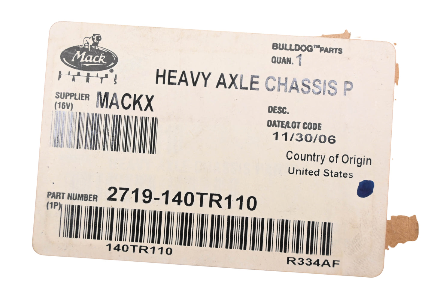Mack 2719-140TR110 Chassis Tie Rod Assembly NOS