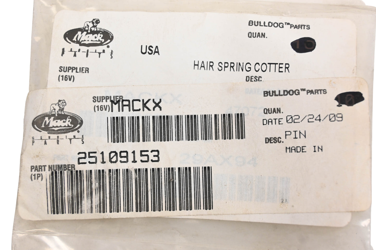 Mack 25109153 Cotter Pin NOS