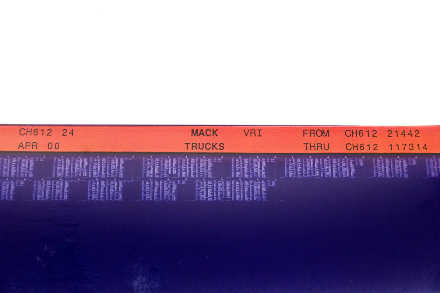 Mack CH612 24, CH612-24 CH61221442 -CH612117314 VRI Microfiche NOS