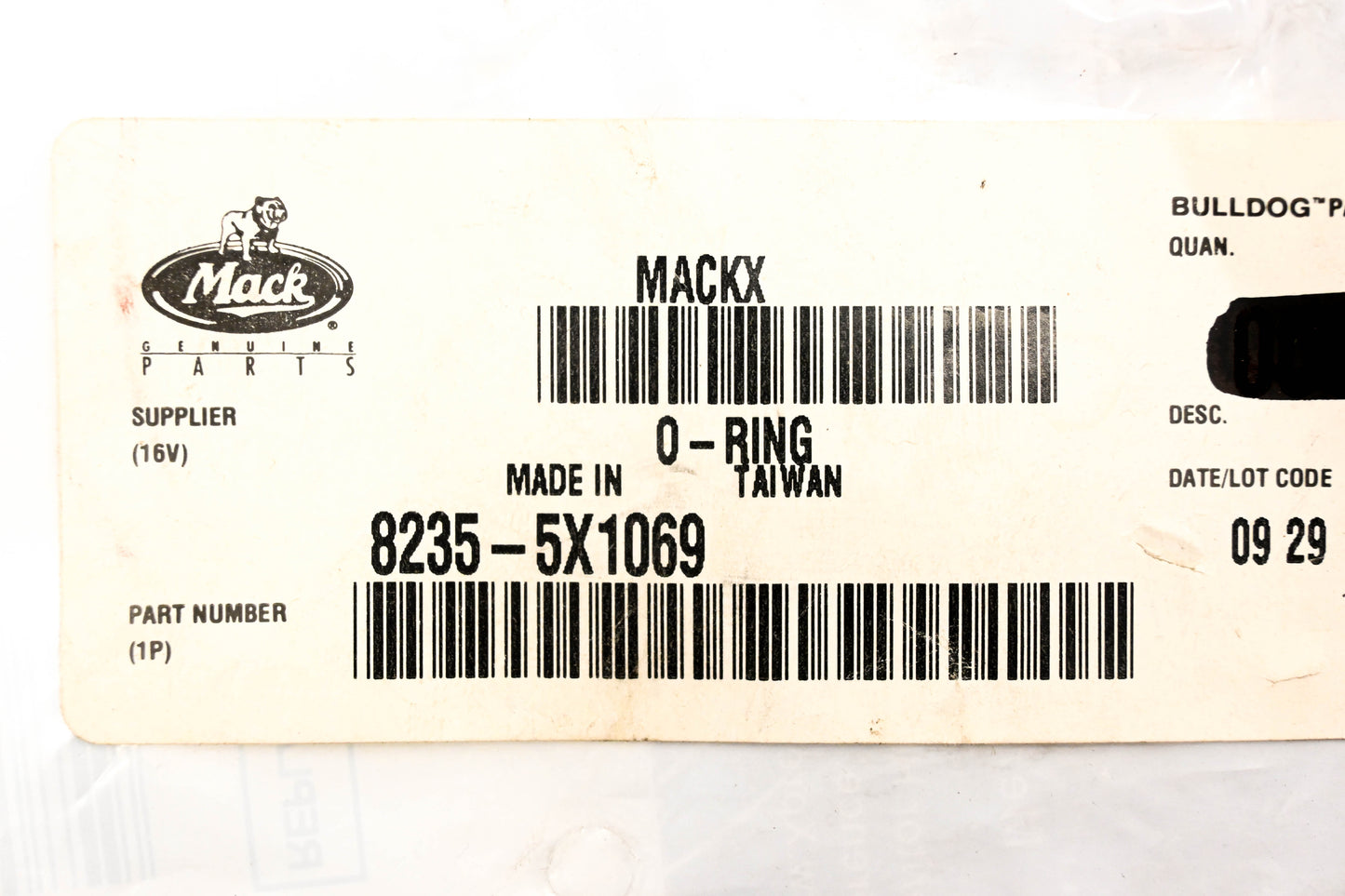 Mack 8235-5X1069, 5X1069 Meritor O-Ring NOS
