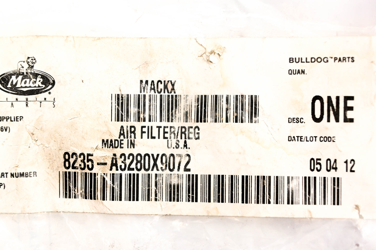 Mack 8235-A3280X9072, A 3280 X 9072 Meritor Air Filter Regulator NOS