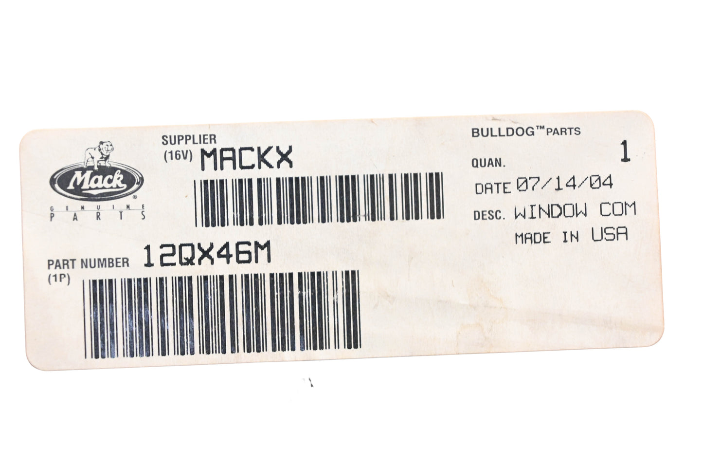 Mack 12QX46M Side Window Assembly NOS