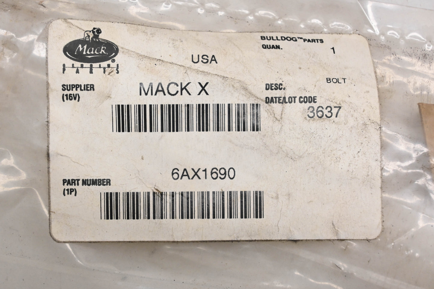 Mack 6AX1690, 25099243 Bolt NOS