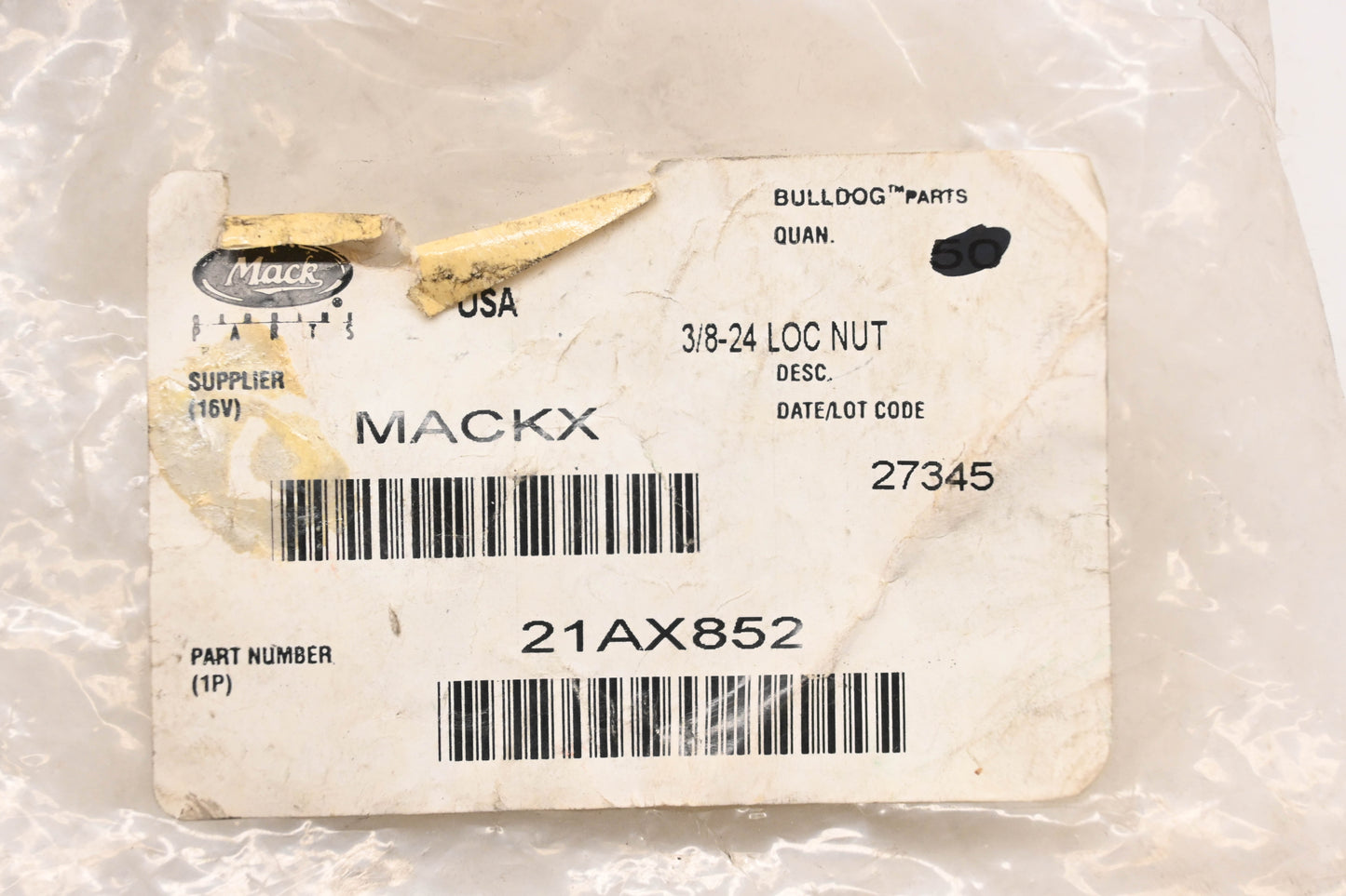 Mack 21AX852 Lock Nut Qty 2 NOS