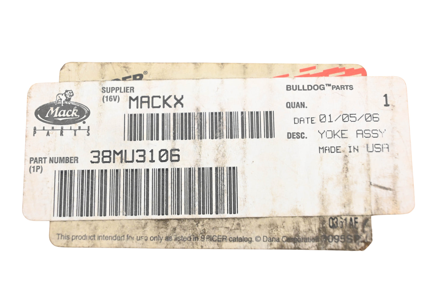 Mack 38MU3106, M2005102310042 5-4-1721 Yoke NOS