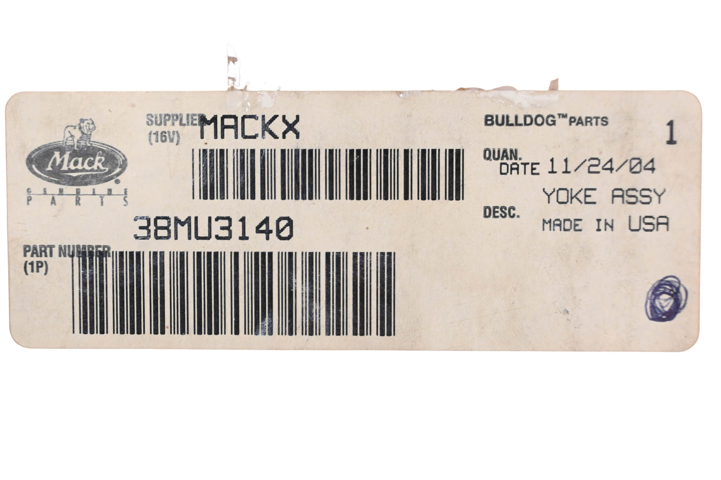Mack 38MU3140, M200410250038 6-4-3791 Yoke End NOS