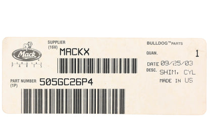 Mack 505GC26P4, 25101519 Cylinder Sleeve Shoulder Shim NOS