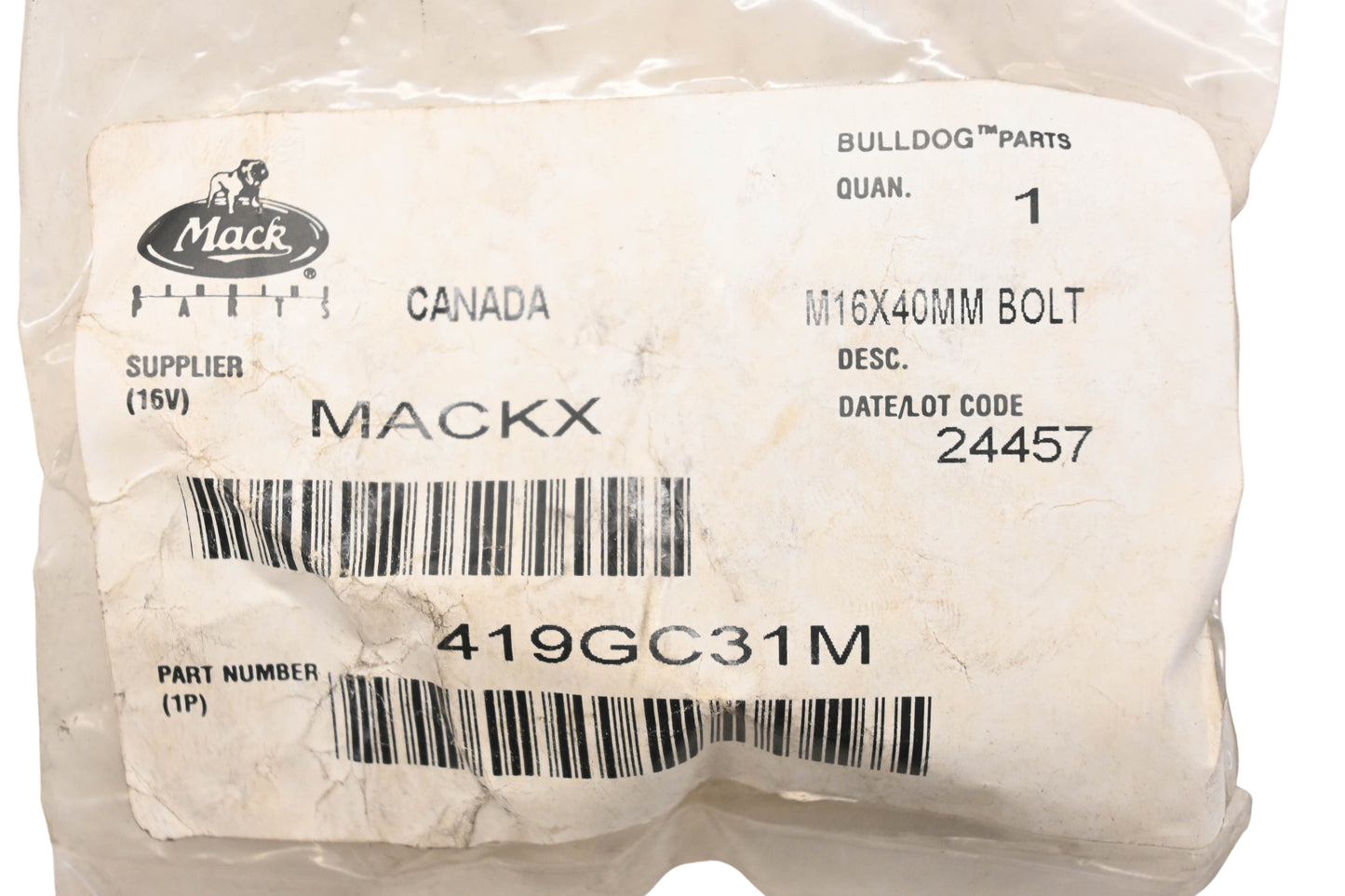 Mack 419GC31M, 25501209 Bolt M16x40mm NOS