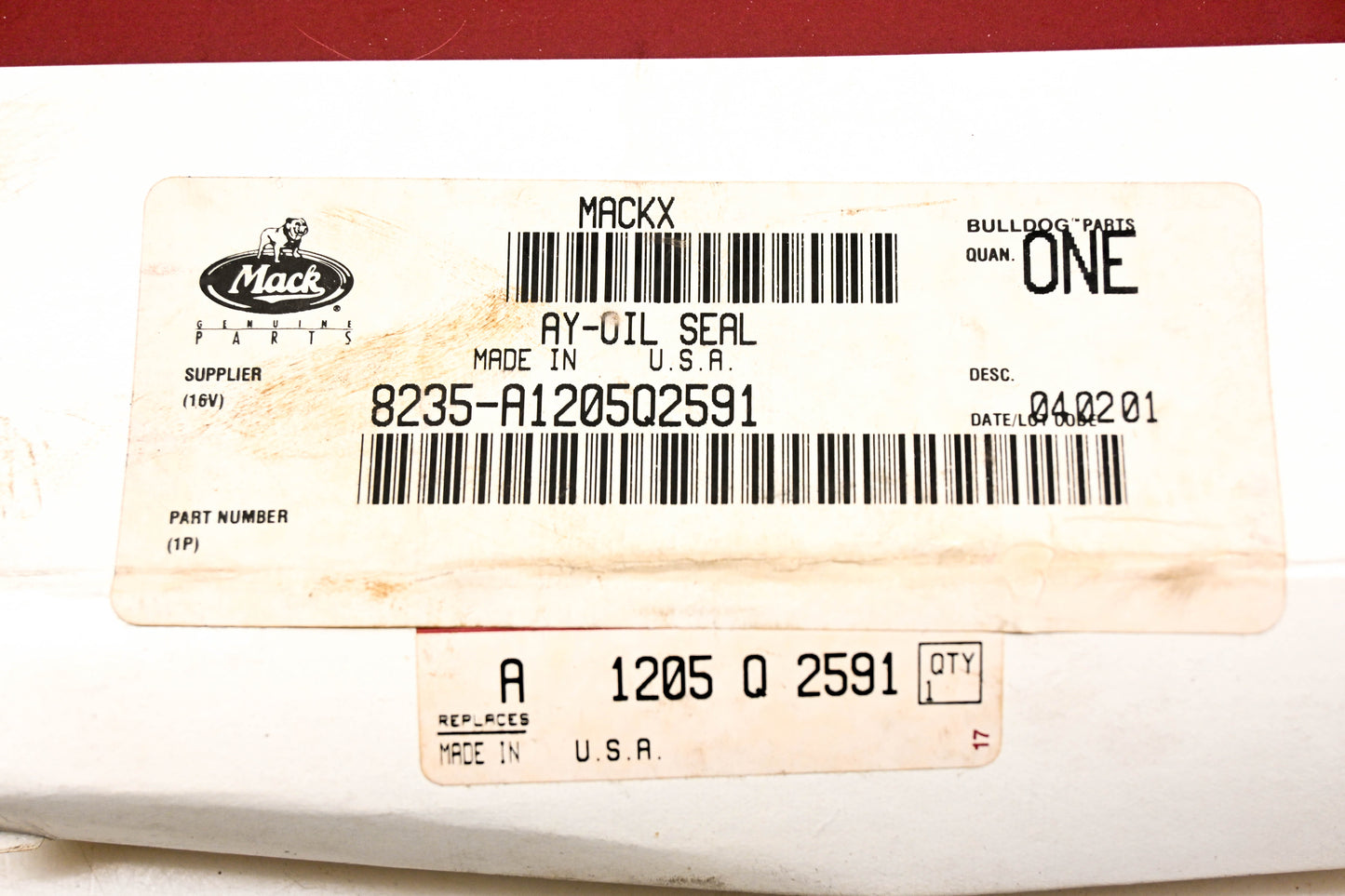 Mack 8235-A1205Q2591, A 1205 Q 2591 Meritor Oil Seal NOS