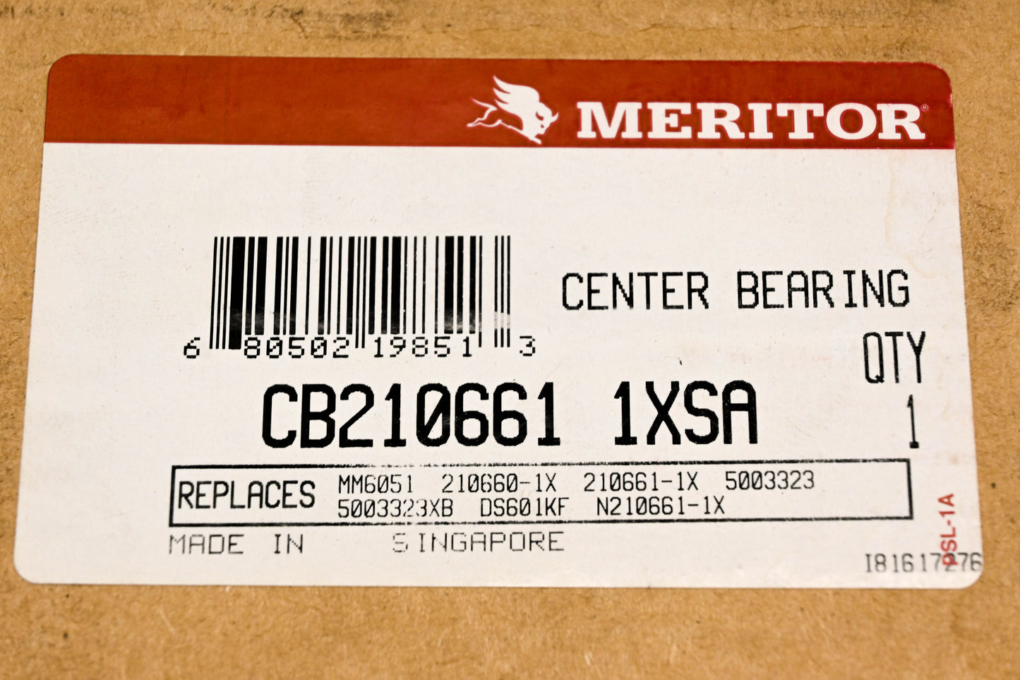 Meritor CB210661 1XSA Center Bearing NOS