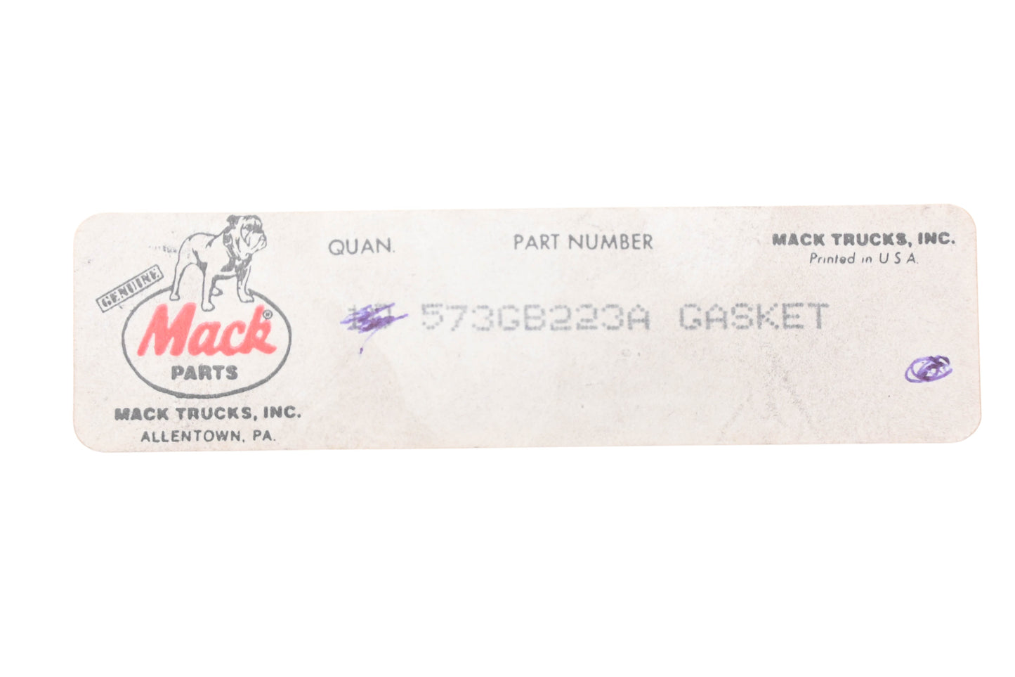 Mack 573GB223A Gasket NOS