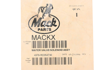 Mack 4379-RD354730, RD-5-0060-0 Red Dot Water Valve/Solenoid Assembly NOS