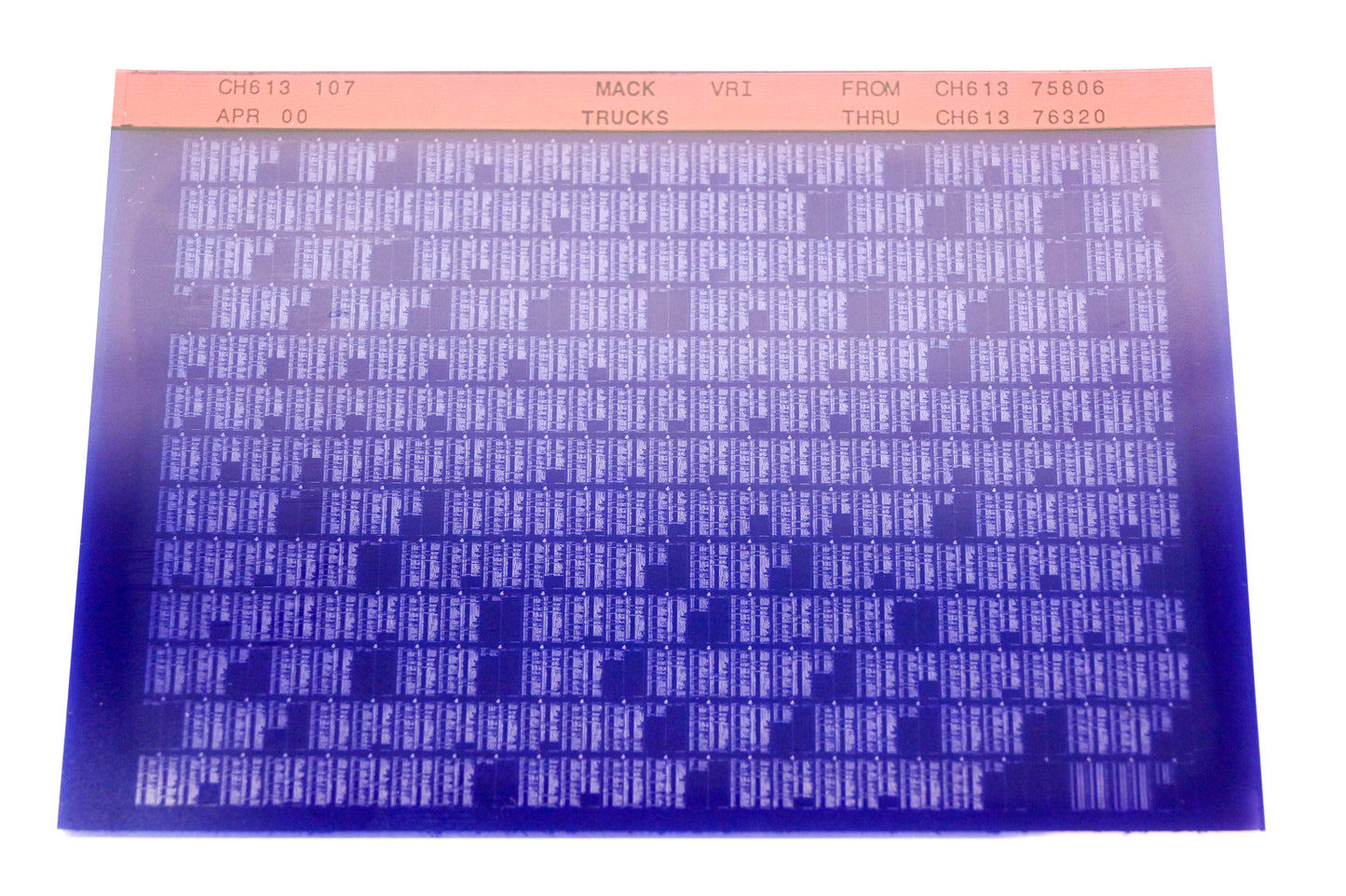 Mack CH613 107 CH61375806 -CH61376320 VRI Microfiche NOS