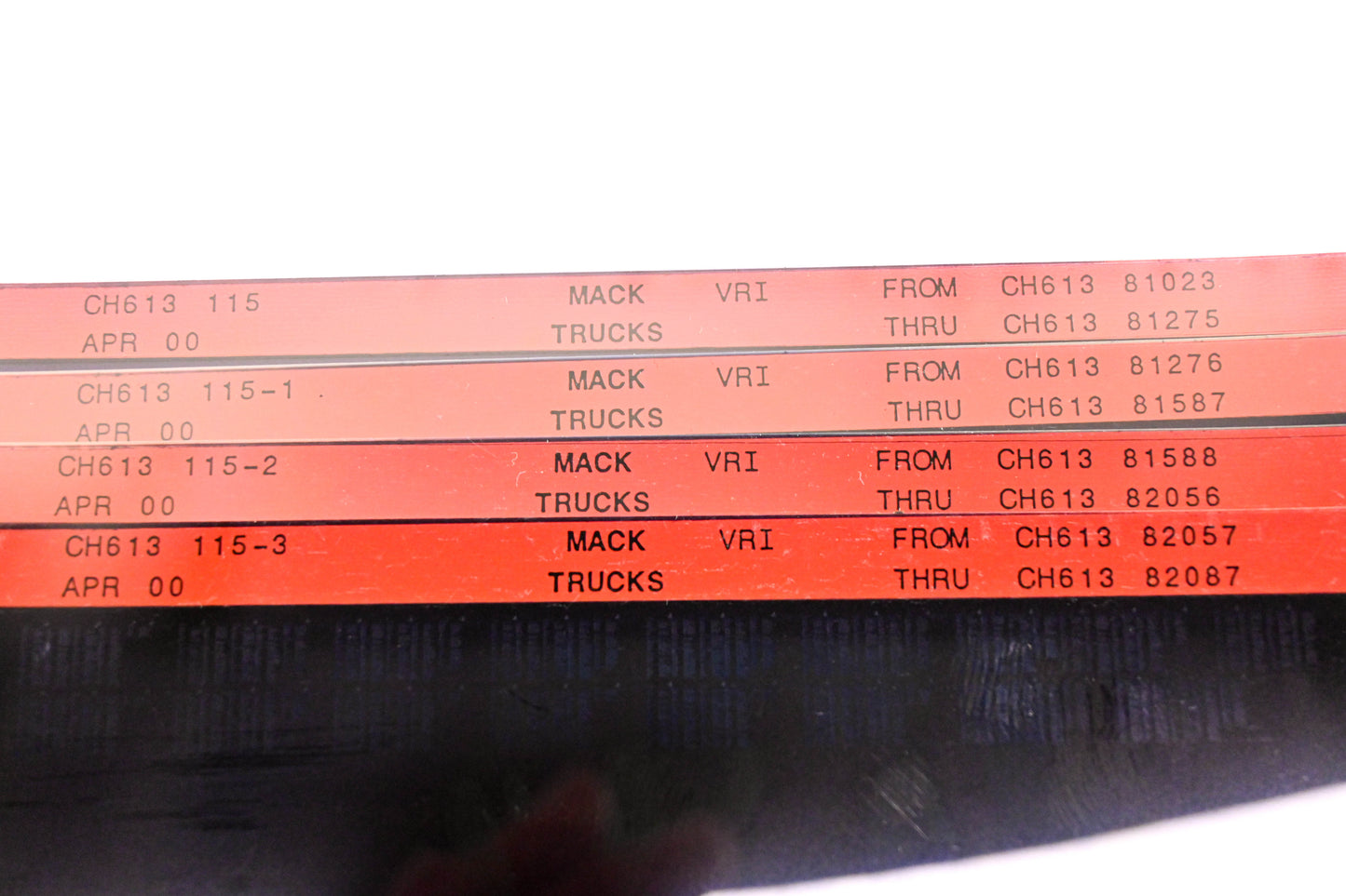 Mack CH613 115, CH613 115-1, CH613 115-3 CH61381023 -CH61382087 VRI Microfiche Lot of 4 NOS