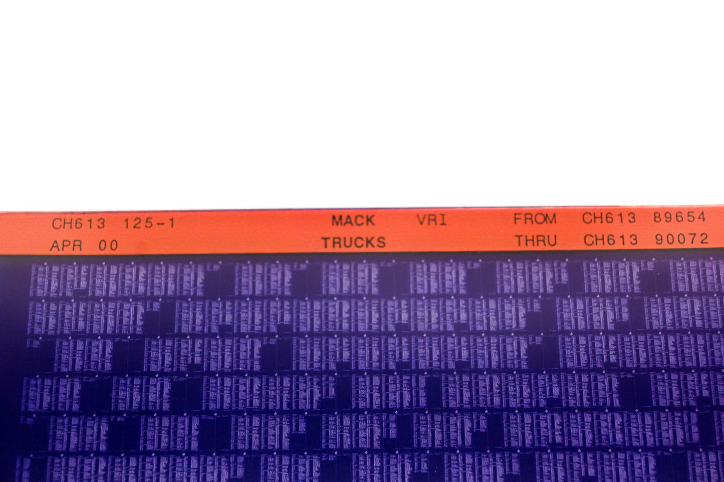 Mack CH613 125-1 CH61389654 - CH61390072 VRI Microfiche NOS