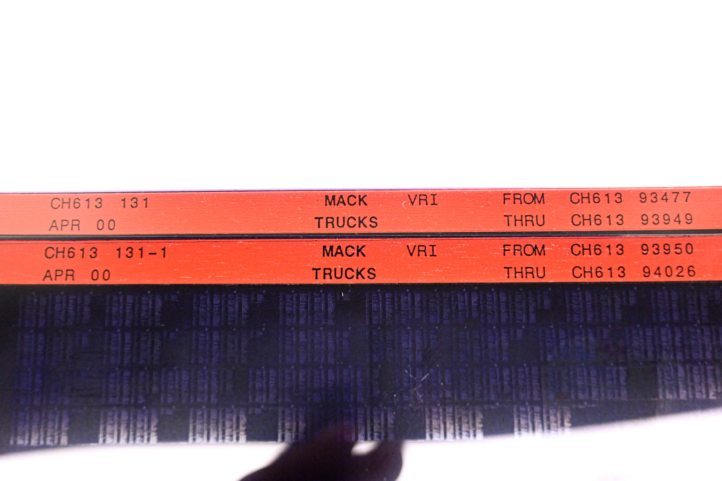 Mack CH613 131, CH613 131-1 CH61393477 - CH61394026 VRI Microfiche Lot of 2 NOS