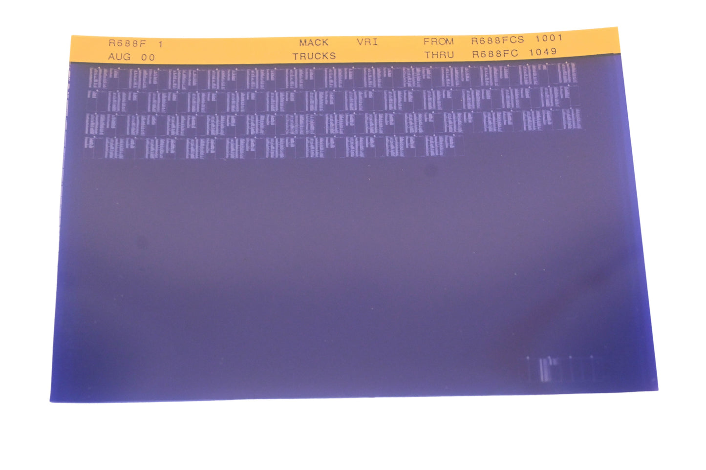 Mack R688F 1 R688FCS1001 - R688FC1049 Vir Microfiche NOS