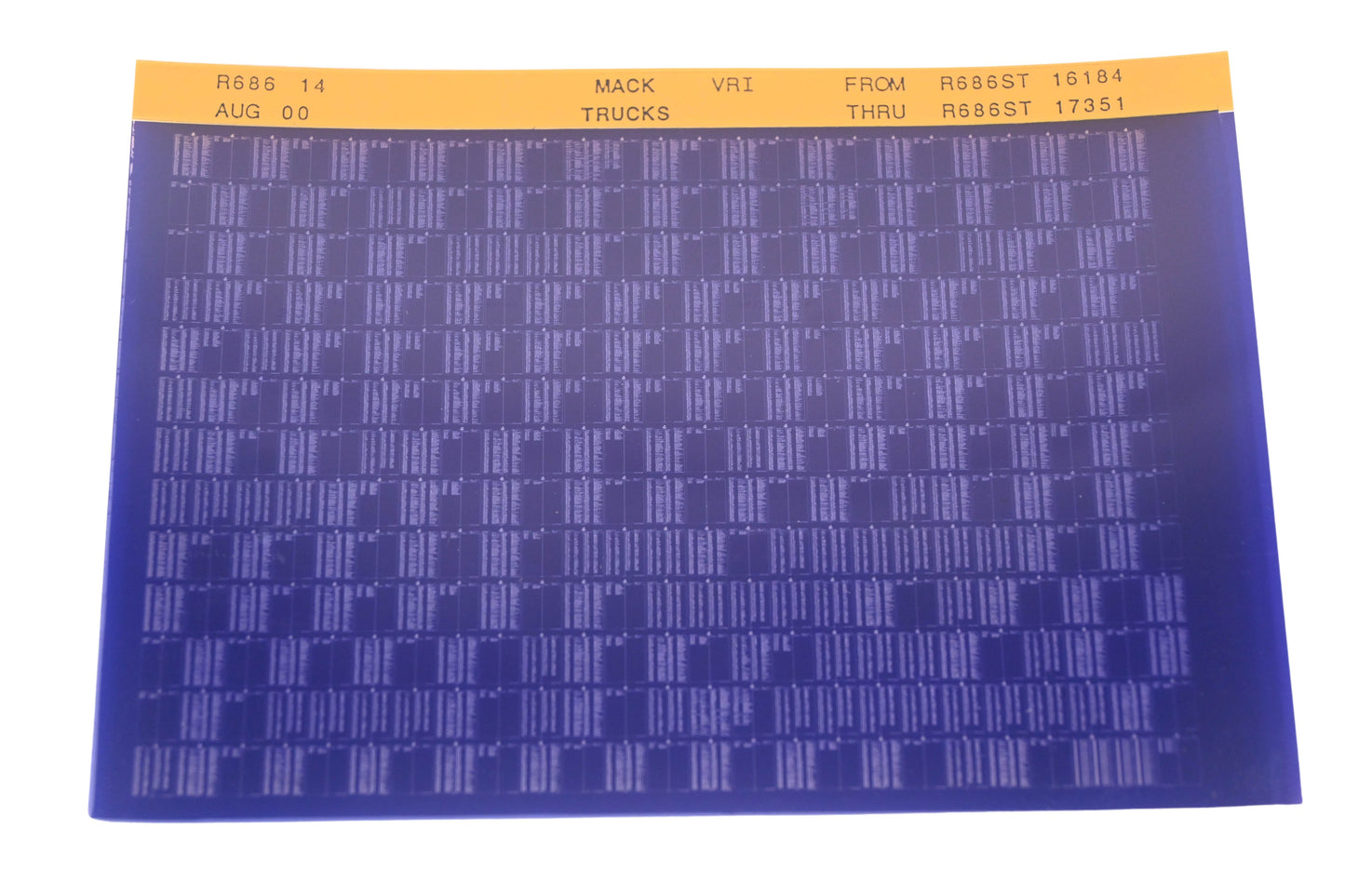 Mack R686 14 R686ST16184 - R686ST17351 VRI Microfiche NOS