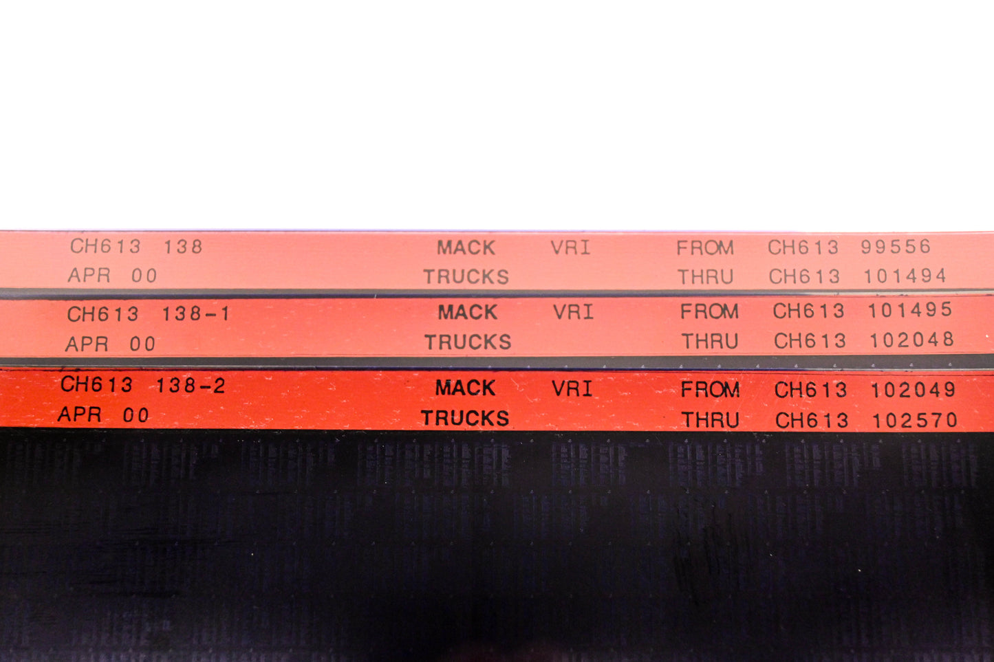 Mack CH613 138, CH613 138-1, CH613 138-2 CH61399556 -CH613102570 VRI Microfiche Lot of 3 NOS