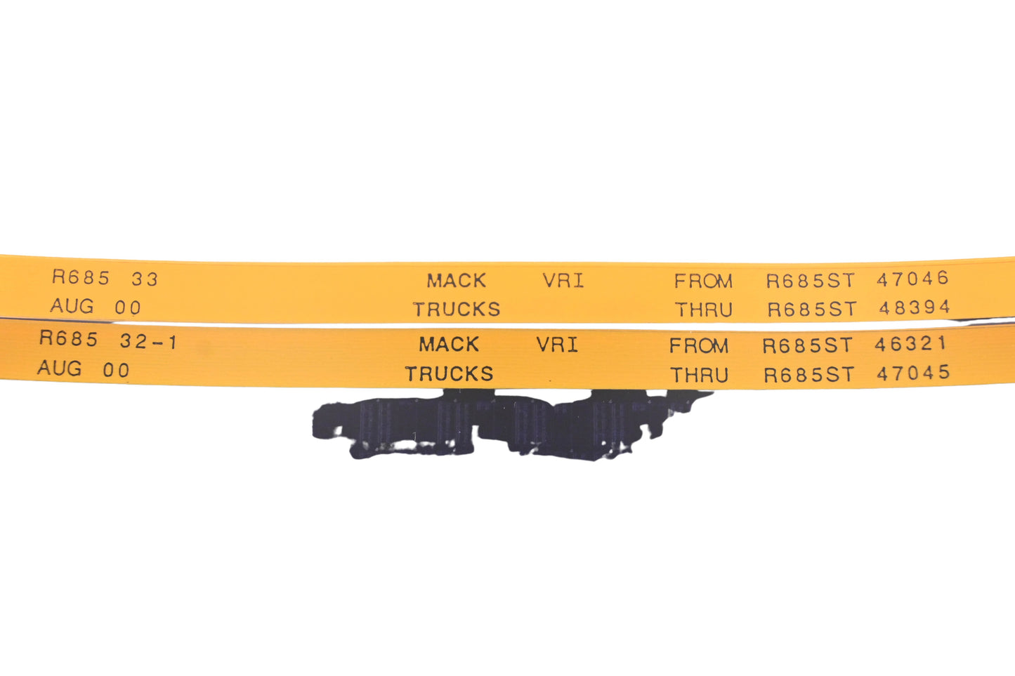 Mack R685 32-1, R685 33 R685ST46321 - R685ST48394 VRI Microfiche Lot of 2 NOS
