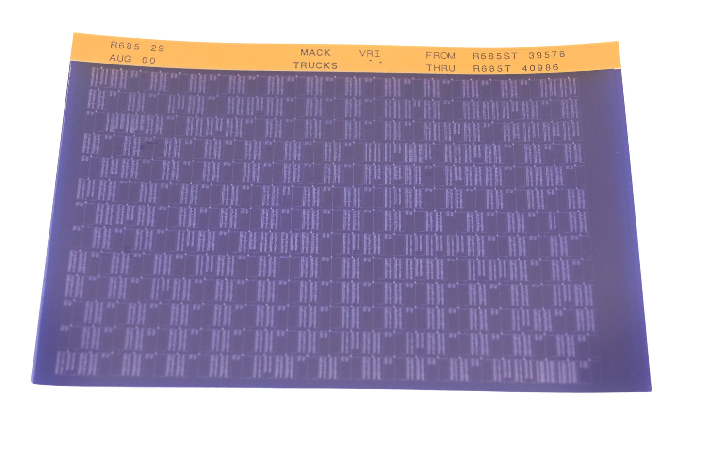 Mack R685 29 R685ST39576 - R685T40986 VRI Microfiche NOS