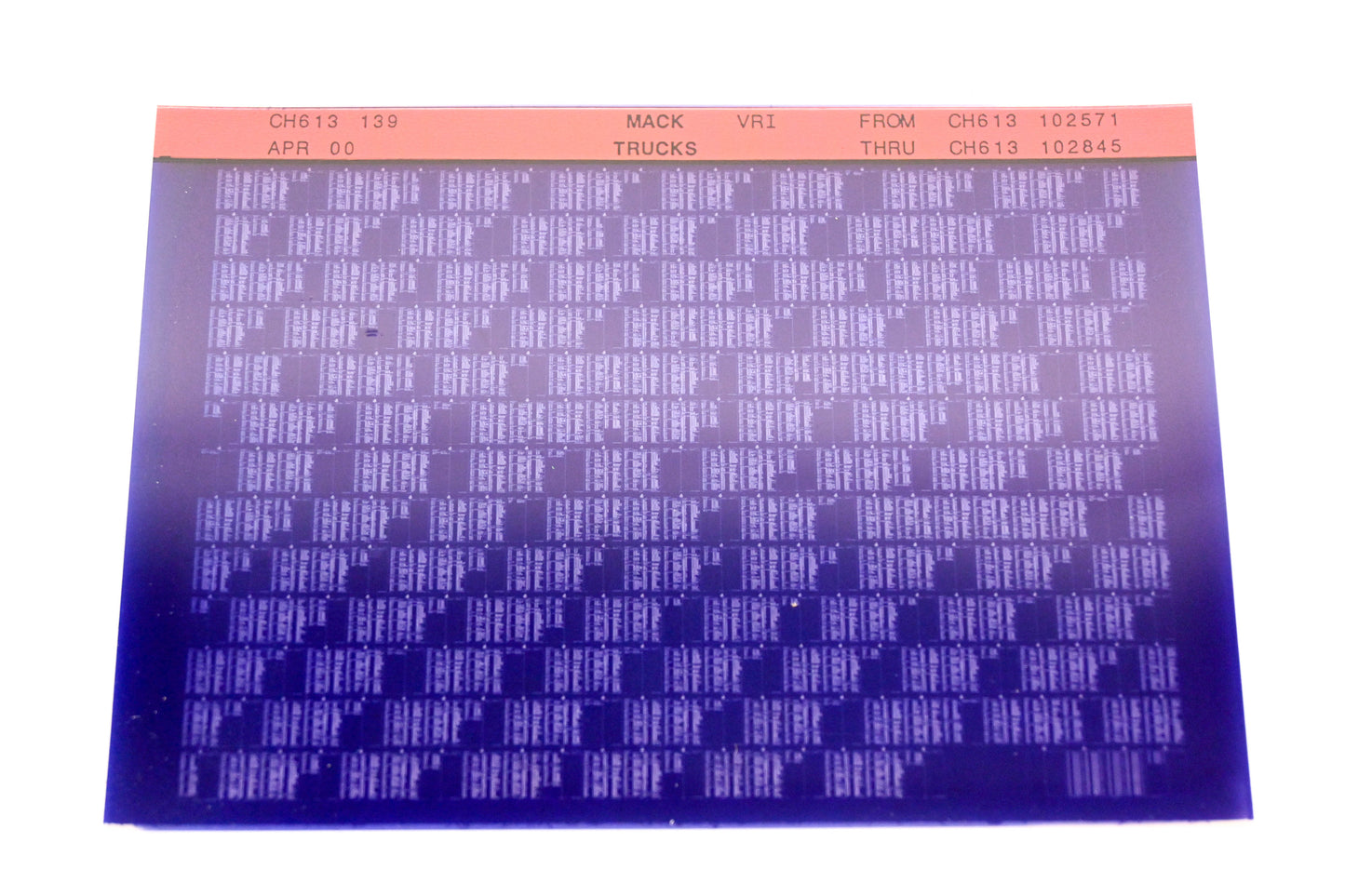 Mack CH613 139 CH613102571 -CH613102845 VRI Microfiche NOS