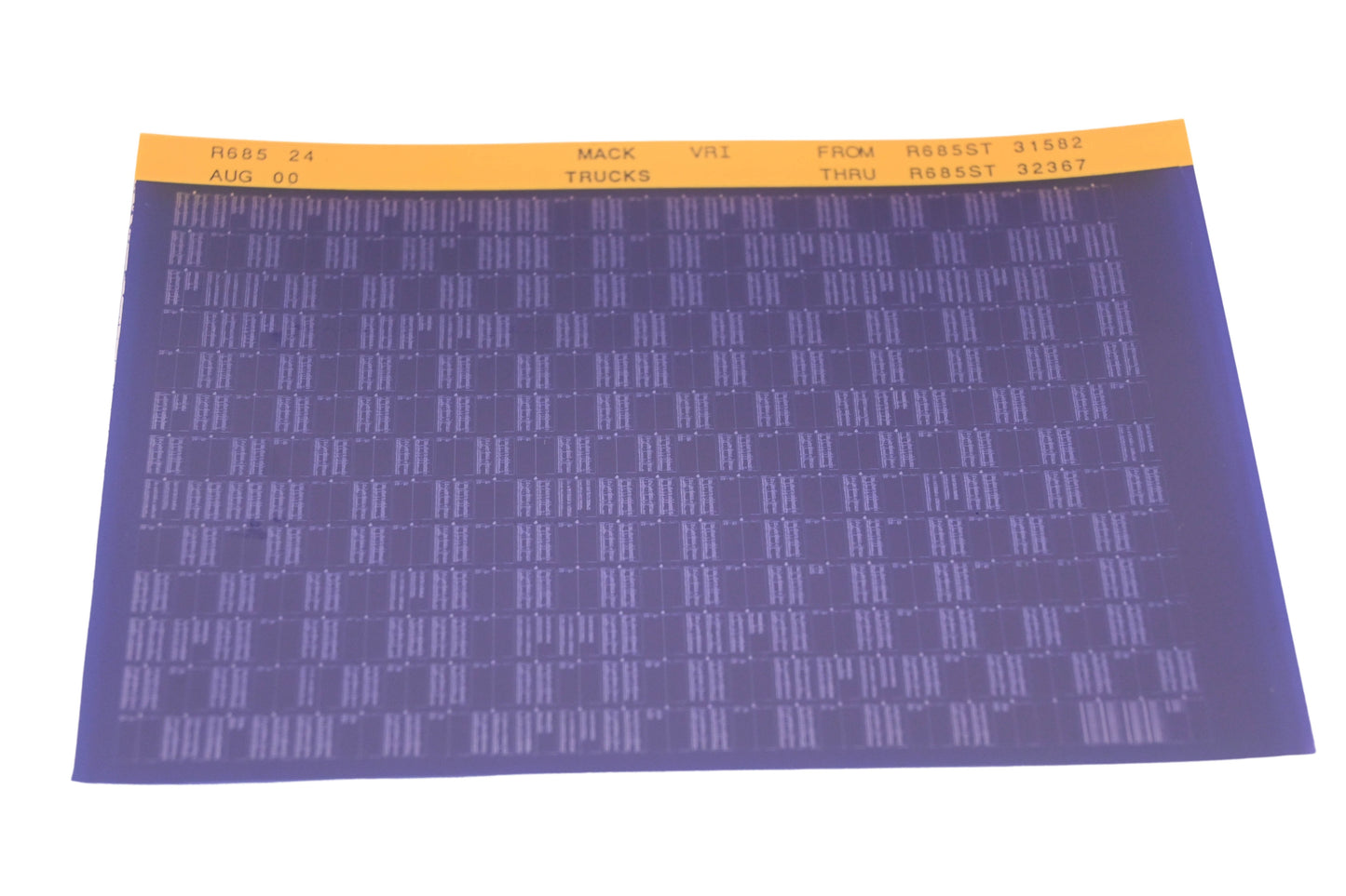 Mack R685 24 R685ST31582 - R685ST32367 VRI Microfiche NOS